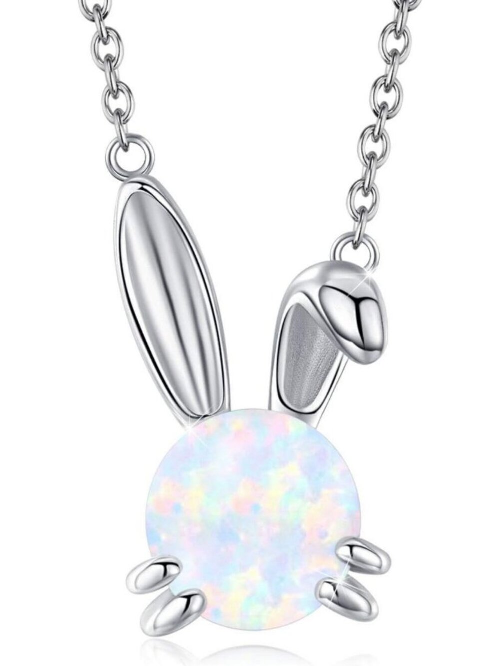 Cute Rabbit Pendant Necklace - 925 Sterling Silver Bunny Jewelry Gift for Women